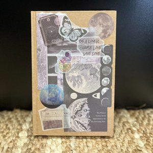 Space Hardcover Collage-Art Unlined Sketchbook/Journal | Handmade Gift | 120 pag